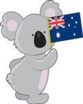 Australian Cartoon Koala Holding An Aussie Flag