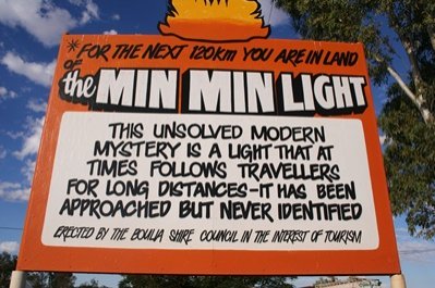 Boulia Queensland Sign About Min Min Light