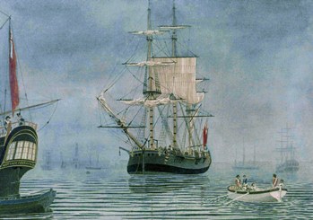 First Fleet Ship - The Charlotte - Anchored at Portsmouth in 1787 before leaving on the voyage to Australia