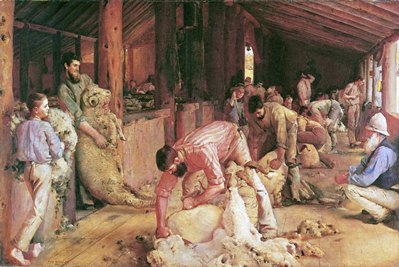 Shearing The Rams - Painting by Tom Roberts