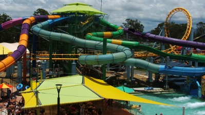 The Cyclone Roller Coaster at Dreamworld combined with the Temple of Huey and Little Ripper at White Water World The Cyclone Roller Coaster at Dreamworld combined with the Temple of Huey and Little Ripper at White Water World