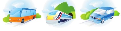 Bus - Train - Car Icons